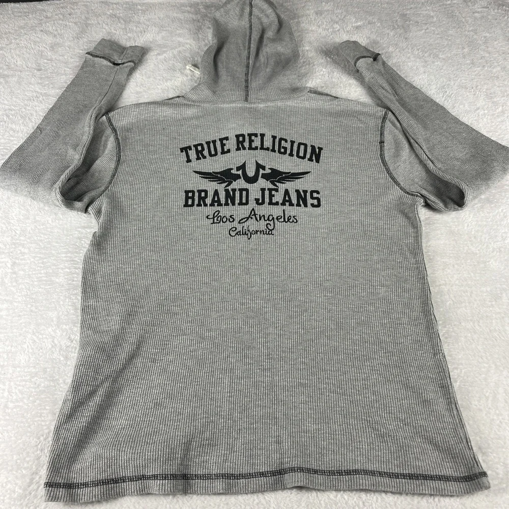 True Religion Hoodie Men's‎ Medium Gray Full Zip Sweatshirt